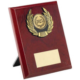 ROSEWOOD PLAQUE AND GOLD TRIM ASSEMBLED TROPHY (1in CENTRE) - 5in